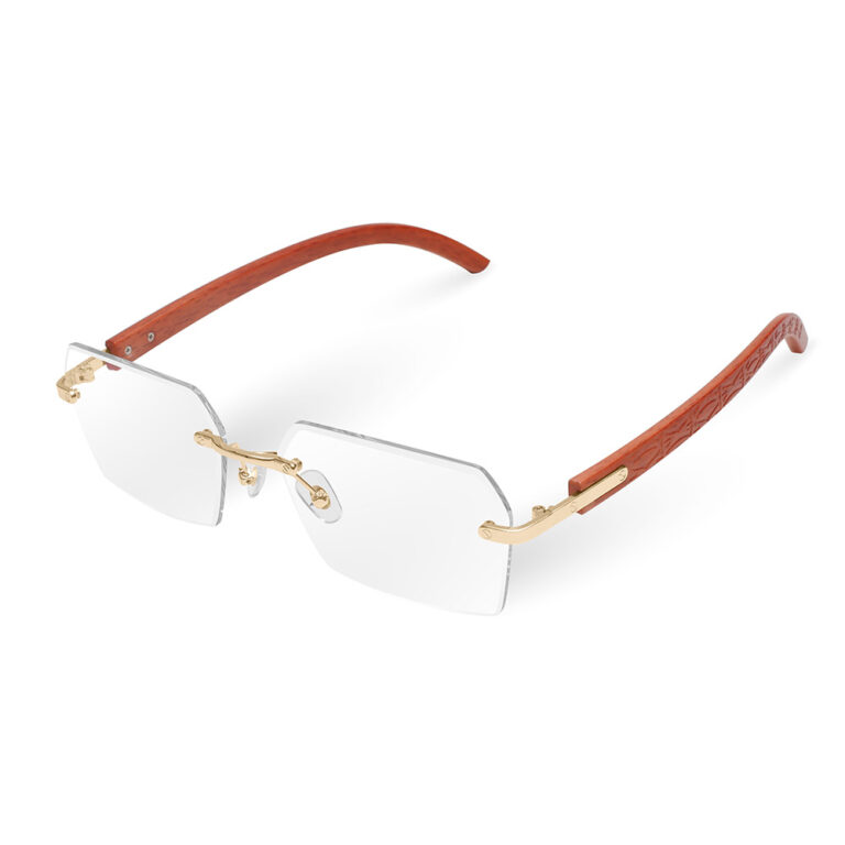 Jimhalo Fashionable Rimless Irregular Photochromic Eyeglasses